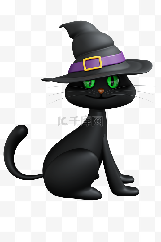 3DC4D立体万圣节派对女巫帽黑猫图片