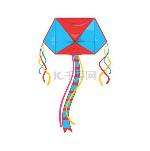 彩色风筝与绳子隔离儿童玩具，Uttarayan 国际风筝节标志。图片