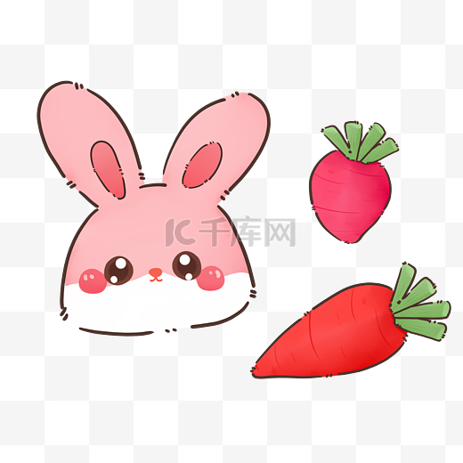 可爱卡通动物兔红萝卜免抠元素图片