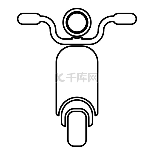 轻便摩托车摩托车电动自行车轮廓轮廓图标黑色矢量插图平面样式简单图像。图片