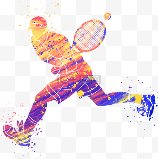 男生网球运动员跳跃剪影图片