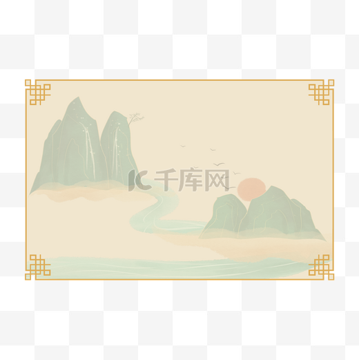 国潮中国风淡底纹宣纸边框图片
