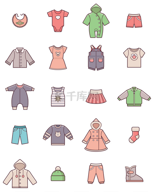 婴儿衣服图标集图片