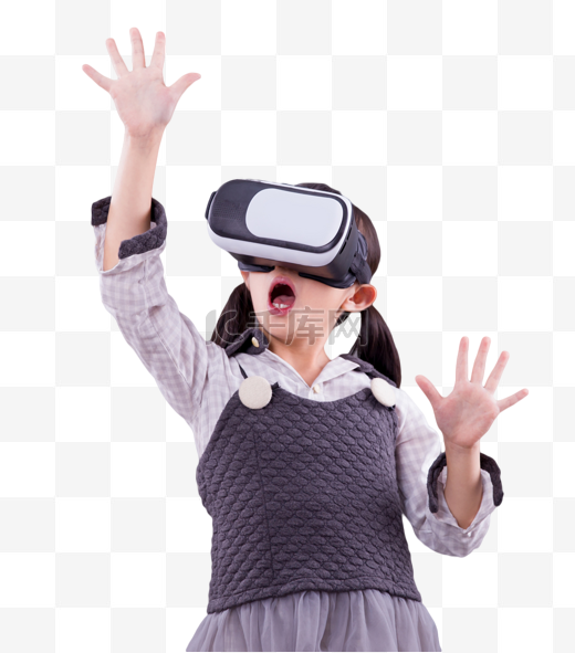 VR体验小女孩眼镜未来科技图片