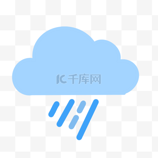 蓝色云朵下雨标志可爱天气图标图片