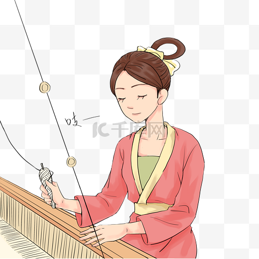 七夕织女手工织织图片
