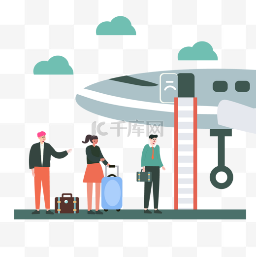 机场人物插画登机入口图片