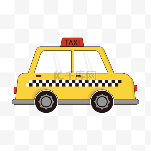 黄色可爱小汽车卡通出租车剪贴画图片