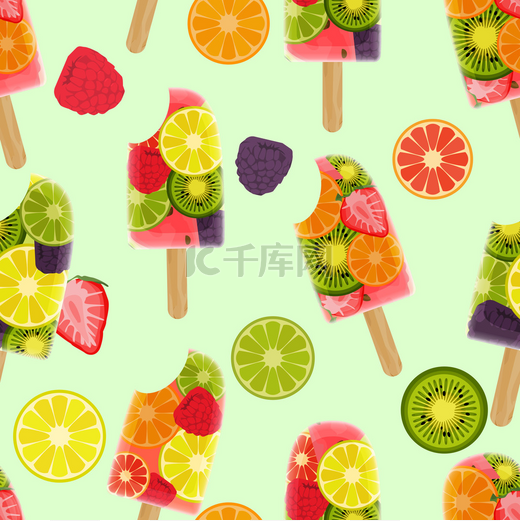 无缝的彩色背景作出的水果冰淇淋图片