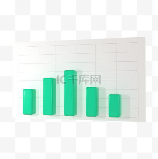 3d绿色表格柱状图图片