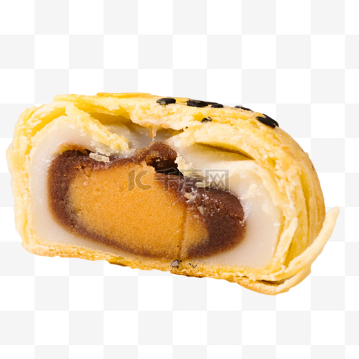 切开的蛋黄酥食物甜品图片