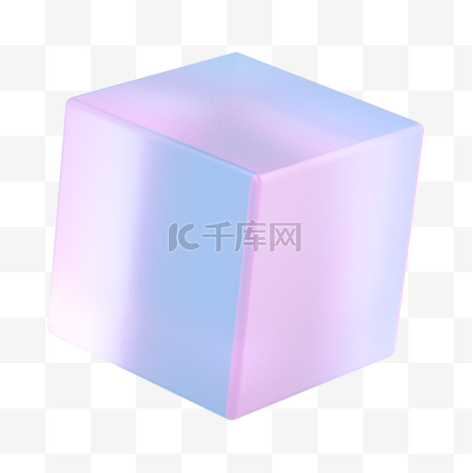 紫色C4D立体弥散磨砂玻璃质感几何立方体图片