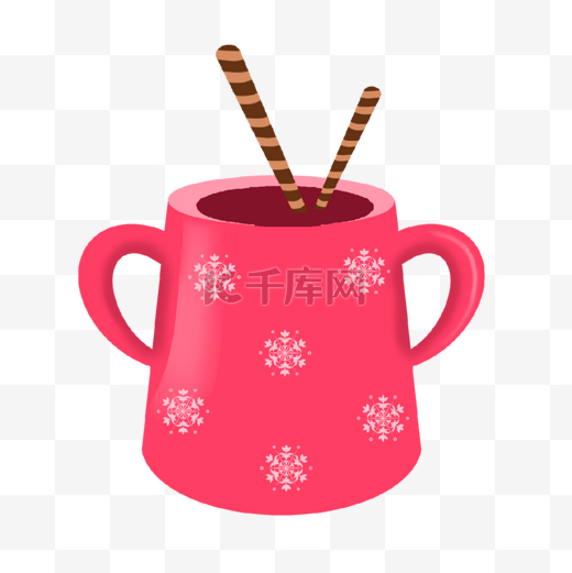 咖啡泡沫粉色雪花杯子卡通创意图片