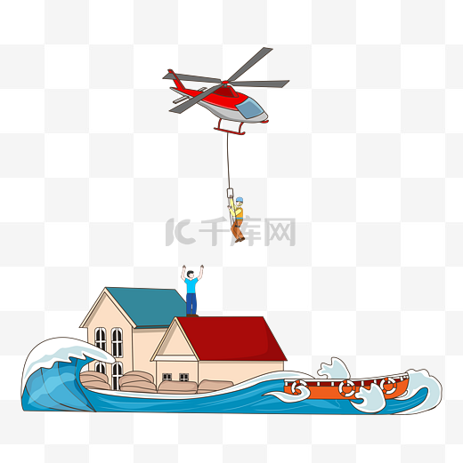 抗洪救灾洪水灾害直升机救援图片