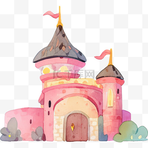 水彩卡通童话城堡图片