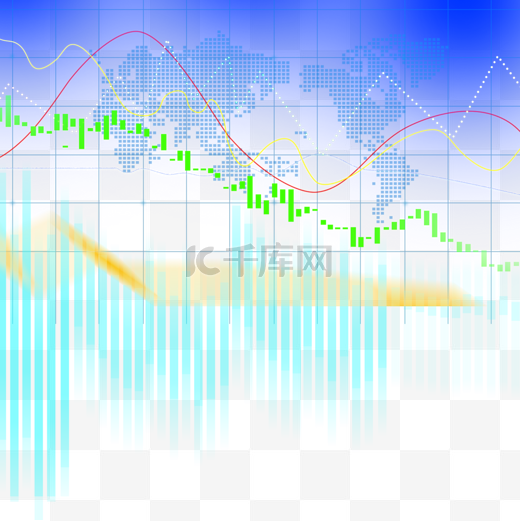 蓝色科技背景股票曲线图图片