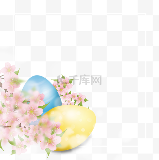 复活节黄色彩蛋樱花光效图片
