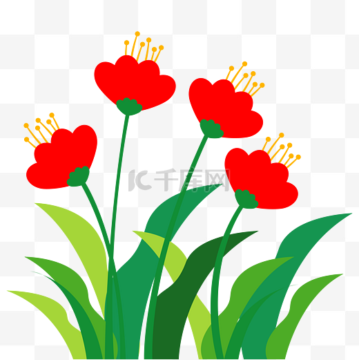 红色花朵潮流植物装饰图片