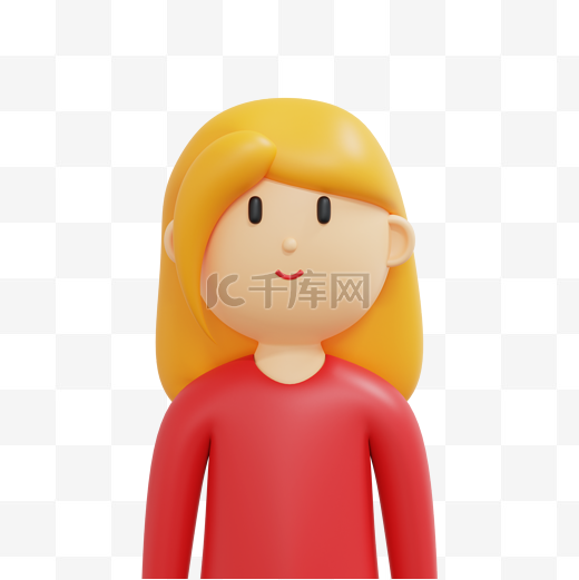 3DC4D立体黄头发红衣服青年人物图片