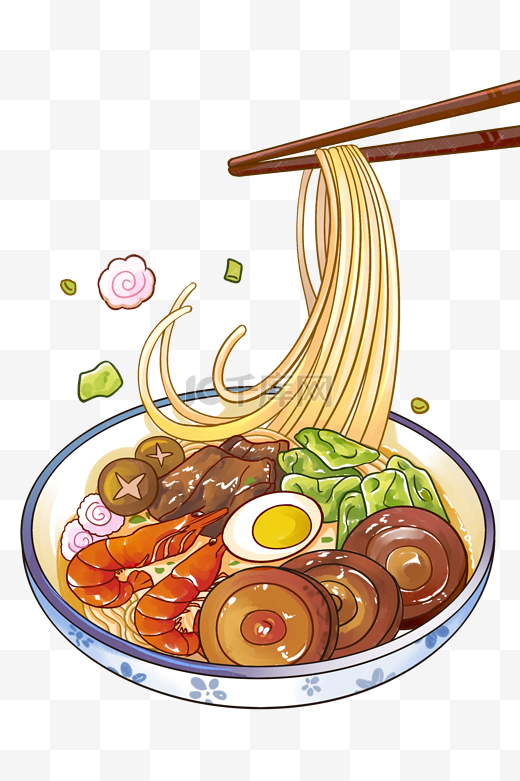 描边漫画风餐饮美食拉面图片