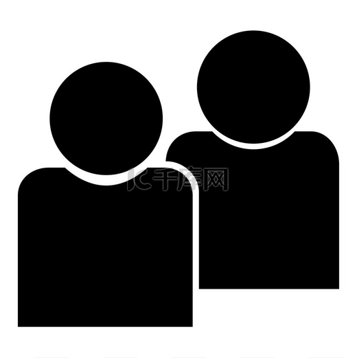 人类社交性两个人头像图标图标黑色矢量插图隔离图片
