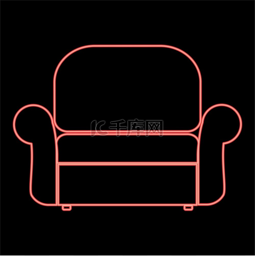 霓虹灯扶手椅红色矢量插图平面风格的灯光图像霓虹灯扶手椅红色矢量插图平面风格图像图片