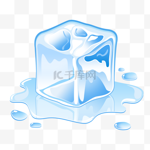 冰块融化纯净美丽蓝白色装饰图片