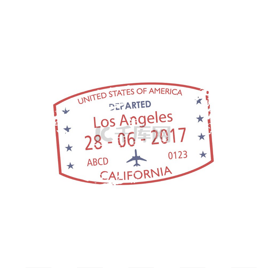 从加利福尼亚州洛杉矶出发的隔离签证盖章。图片