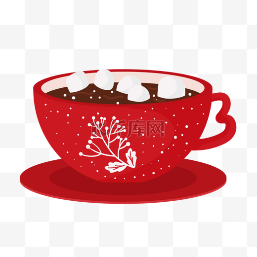 红色咖啡杯子节日装饰下午茶图片