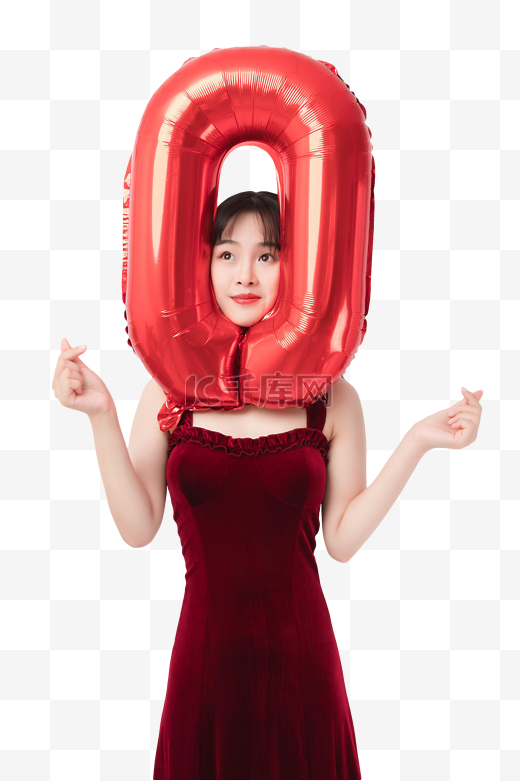 七夕节美女O字母气球图片