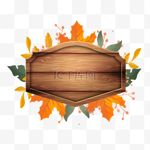 秋叶木板装饰边框图片