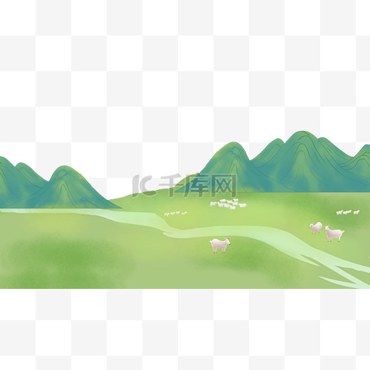 草原羊群高山景色图片