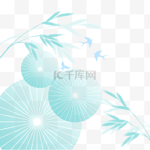 清明节雨伞柳树燕子图片