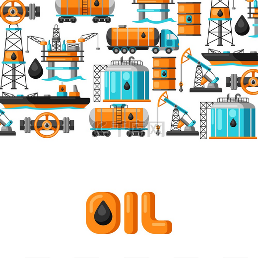 带有石油和汽油图标的背景设计。图片