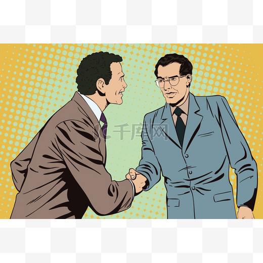 两个业务人握手。股票图.图片