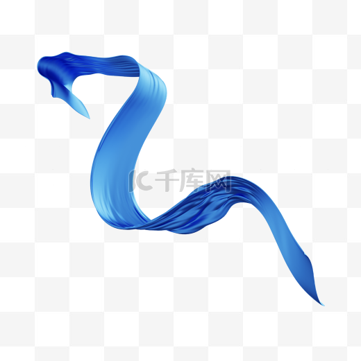 3DC4D立体蓝色飘逸丝绸图片