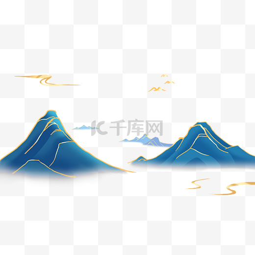 中国风描金烫金假山山峰国潮山水石头图片