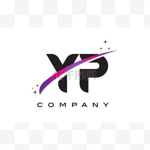 Yp Y P 黑色字母标志设计与紫色洋红色旋风图片