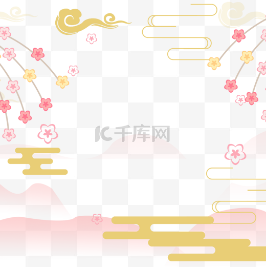 日本春季边框背景祥云樱花图片