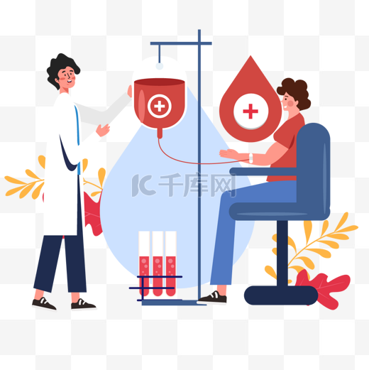 医生和献血的女士世界献血日插画图片