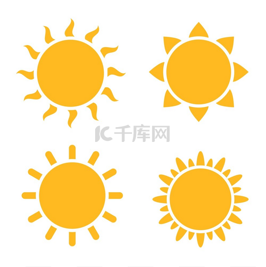 太阳图标卡通黄色的星星象征着不同形状的太阳阳光明媚的天气炎热的夏季标志太阳剪影纹身或标志元素在白色背景集上隔离的矢量太阳图标卡通黄色星形象形图太阳图标不同图片