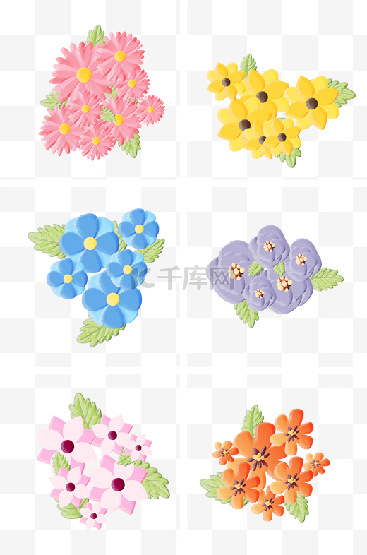 小清新油画水分花朵花卉装饰图片