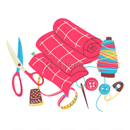 刺绣缝纫物品插图手工制作和手工制作女性的创造力爱好和购物设施刺绣缝纫物品插图手工制作和手工制作女性的创造力爱好和购物图片