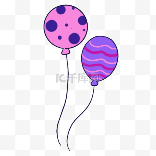 蓝紫色系生日组合可爱斑点气球图片