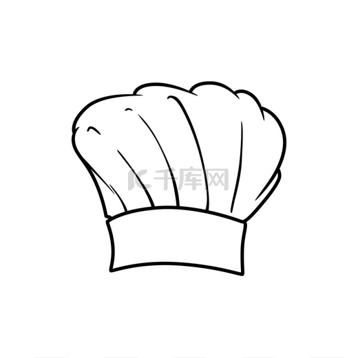面包师帽隔离轮廓图标矢量线性厨师帽厨房头饰白色厨师帽隔离线性图标图片