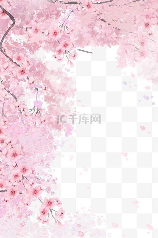 二十四节气春天春季樱花竖版海报边框图片