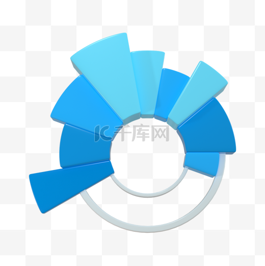 3d蓝色统计饼状图图片