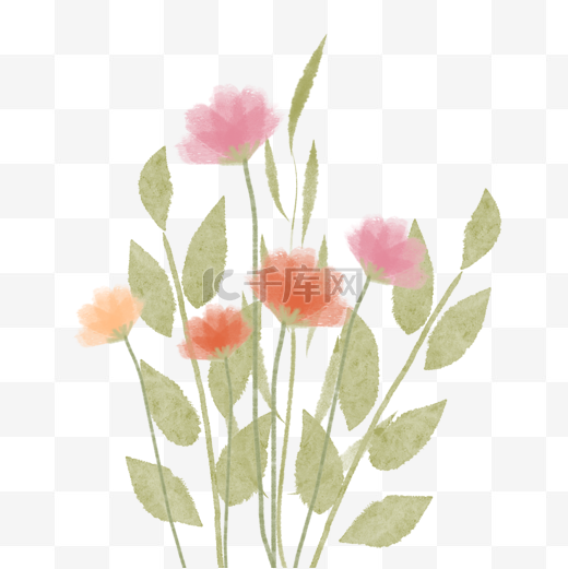 手绘彩色水彩花卉花朵植物绿植图片