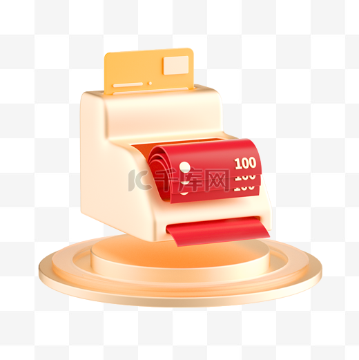 红金3D立体C4D银行金融理财刷卡机图片
