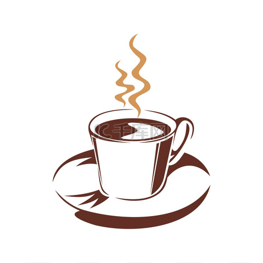 咖啡或茶符号隔离热气腾腾的杯子。图片